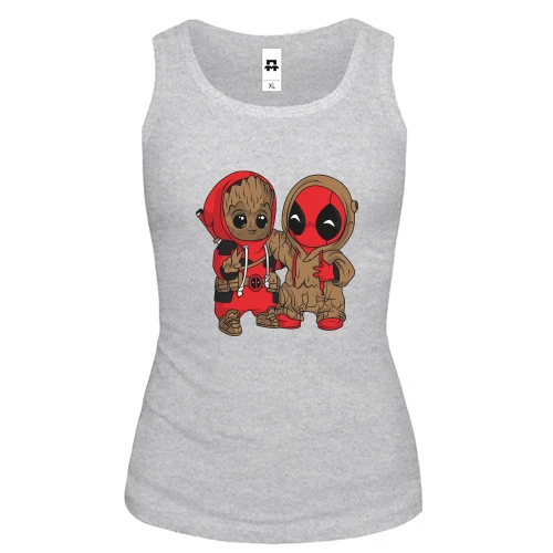 Жіноча майка Baby groot and deadpool