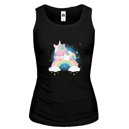 Жіноча майка Baby unicorn on a rainbow