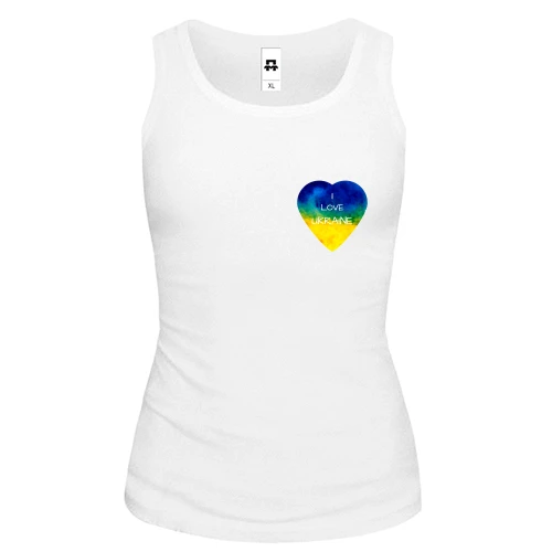 Женская майка "I love Ukraine" на сердце (мини)