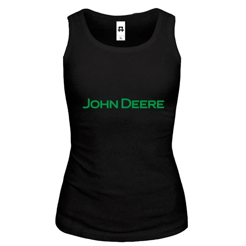 Женская майка, черный, John Deere (надпись)