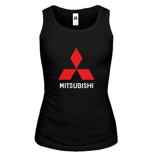 Женская майка, черный, с лого Mitsubishi