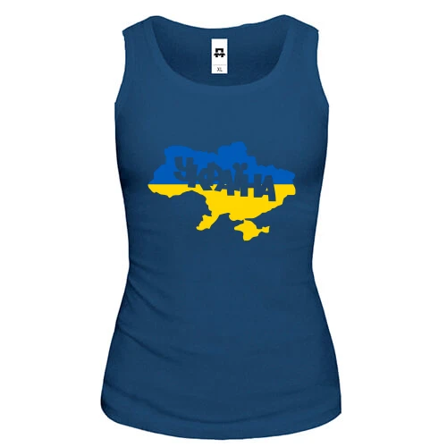 Жіноча майка з написом Україна (мапа)