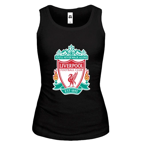 Женская майка, черный, с цветной эмблемой Liverpool