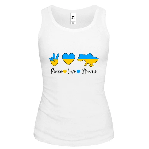 Жіноча майка, Білий, Peace Love Ukraine
