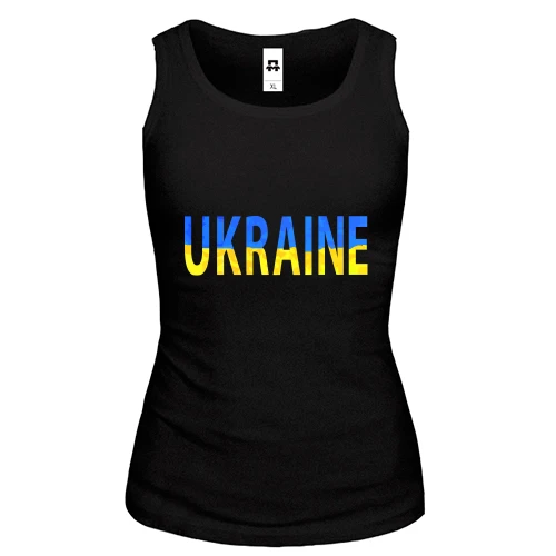 Жіноча майка Ukraine (жовто-синій напис)
