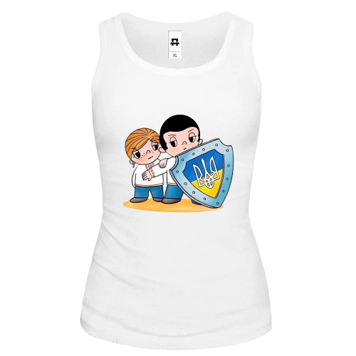 Женская майка с защитником Украины в стиле Love is..