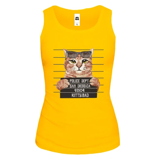 Женская майка с арестованным котом "Kitty BAD"