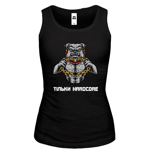 Женская майка с яростным псом "Только hardcore"