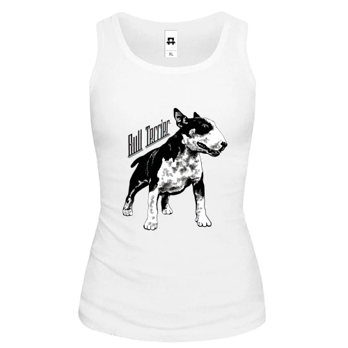 Женская майка, белый, с бультерьером "Bull Terrier"