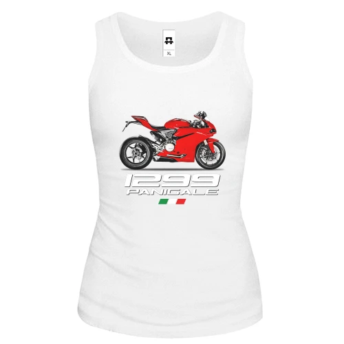 Женская майка, белый, с мотоциклом "Ducati1299 Panigale"