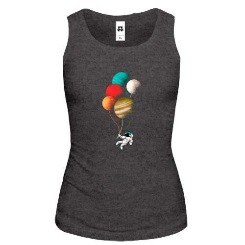 Женская майка "Космонавт с шарами"