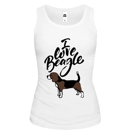 Женская майка, белый, I love my beagle