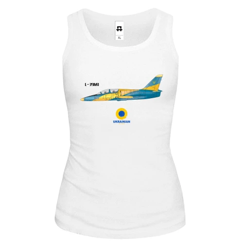 Женская майка, белый, с самолётом "Ukrainian air force"