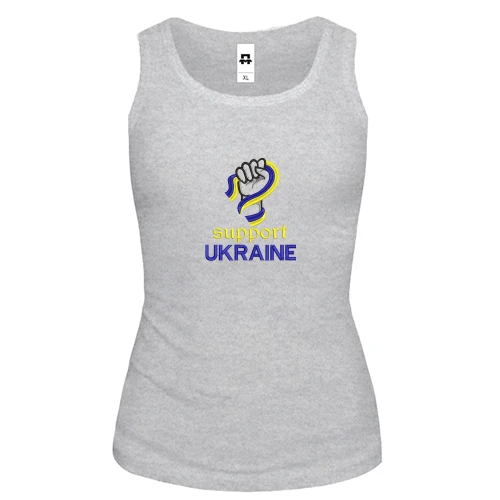 Женская майка, серый меланж, с вышивкой Support Ukraine