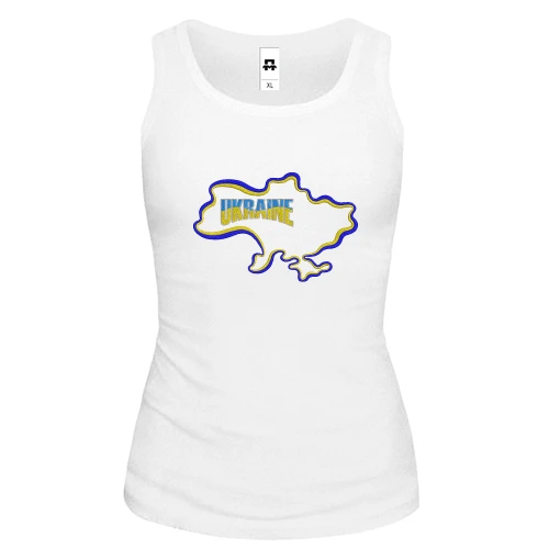 Женская майка, белый, Ukraine с картой