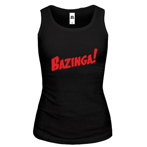 Жіноча майка Bazinga з червоним комікс-написом
