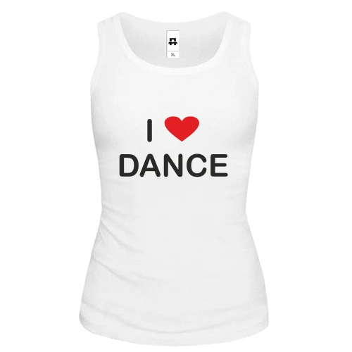 Женская майка I Love Dance с красным сердцем