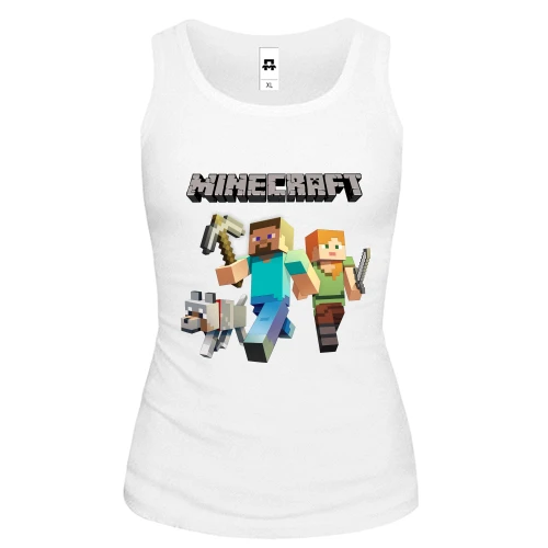 Жіноча майка зі Стівом, Алекс і вовком із Minecraft