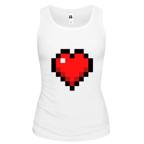 Женская майка, Белый, Minecraft heart