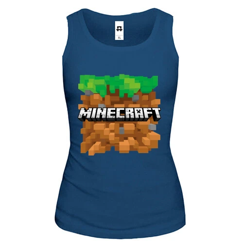 Жіноча майка з блоком землі та логотипом Minecraft