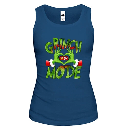 Женская майка, синий, Grinch Mode On