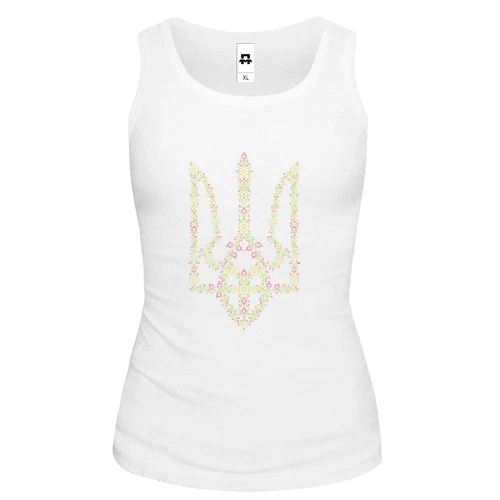 Женская майка с цветочным гербом Украины (контур)