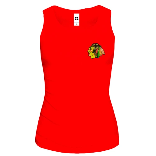 Женская майка, красный, с вышитым логотипом Chicago Blackhawks