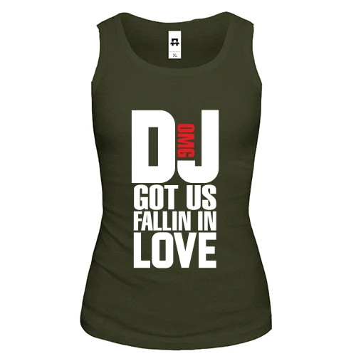 Женская майка с надписью DJ got us fallin in love