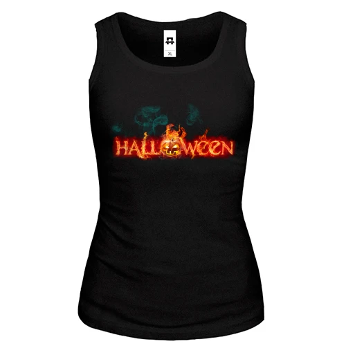 Жіноча майка з вогненним написом Halloween