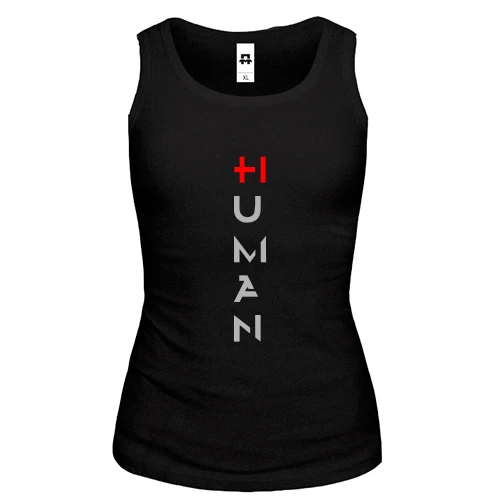 Женская майка HI HUMAN с красным плюсом