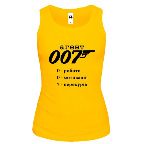 Женская майка Агент 007 - 0 мотивации, 0 работы, 7 перекуров
