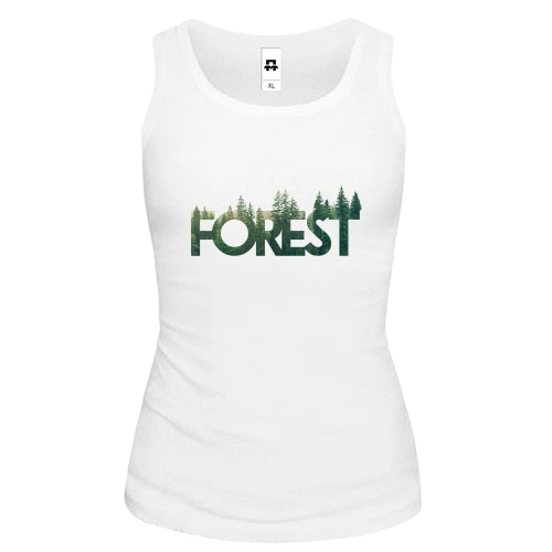 Женская майка со стилизованной надписью Лес (Forest)