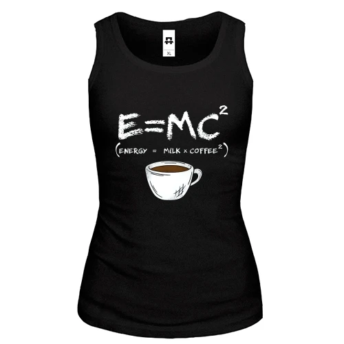Жіноча майка E=MC2 (Energy = Milk x Coffee)
