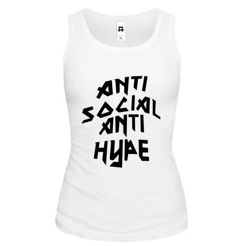 Жіноча майка, білий, Anti Social Anti Hype