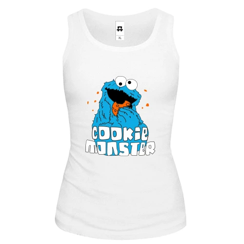 Женская майка Cookie monster ест печеньку