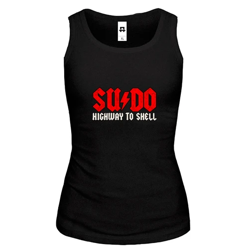 Жіноча майка з написом «Sudo Highway to Shell»