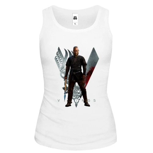 Жіноча майка, Білий, з Рагнаром Лодброком (Вікінги)