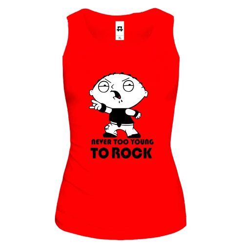 Женская майка Never too young to rock