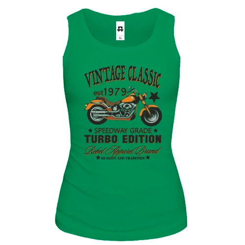 Женская майка, зеленый, vintage classic moto