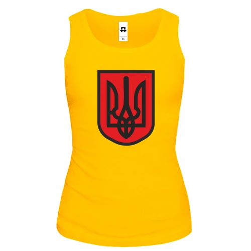 Женская майка с красно-черным гербом Украины