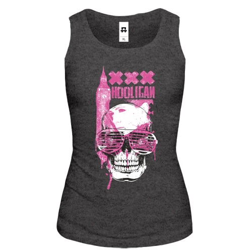 Женская майка hooligan skull