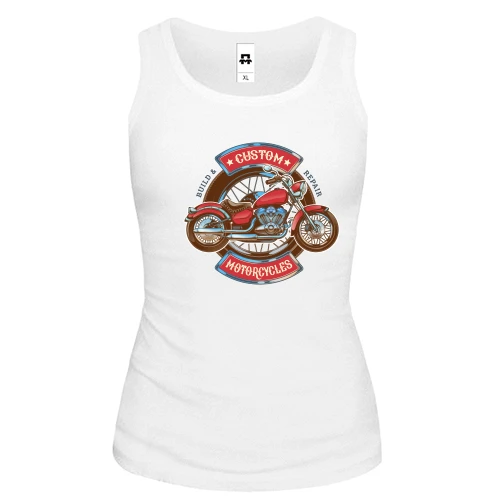 Женская майка, белый, american motorcycles custom