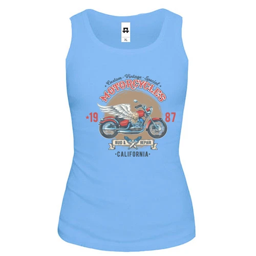 Женская майка, синий, motorcycles vintage