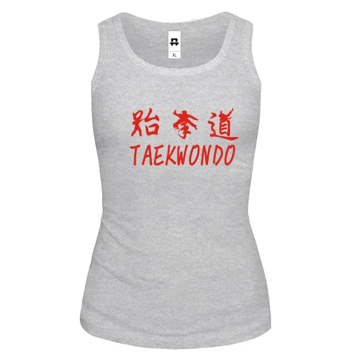 Женская майка с красной надписью taekwondo