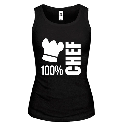 Женская майка, черный, для Шеф повара "100% chef"