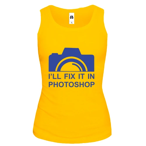 Женская майка с фотокамерой "i`ll fix it in photoshop"