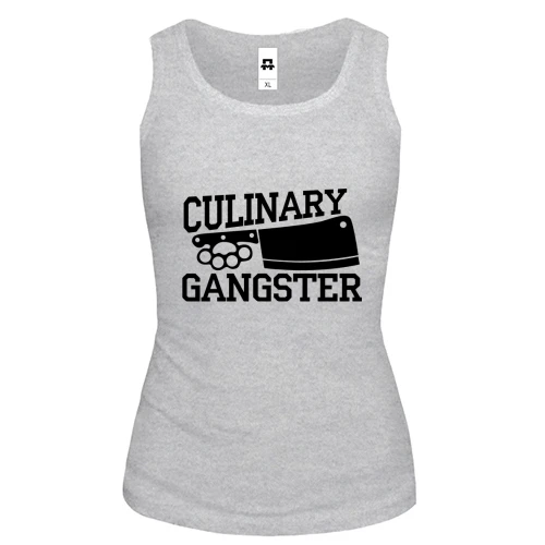 Женская майка, серый меланж, для шеф-повара "culinary gangster"