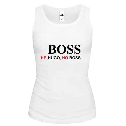 Женская майка для шефа "не hugo, но boss"