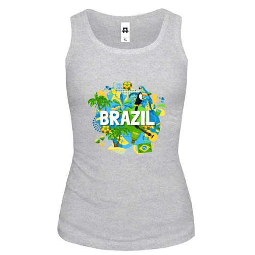 Женская майка с бразильским колоритом и надписью "brazil"