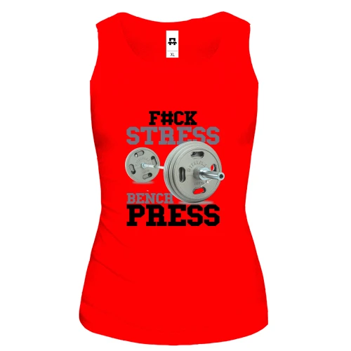 Женская майка, Красный, для качалки "F#ck stress - bench press"
